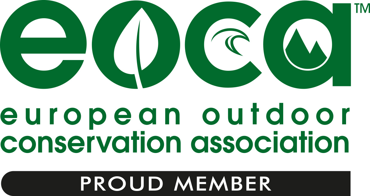 European Outdoor Conservation Associate - proud member badge. This is an important element of our sustainability policy and journey.