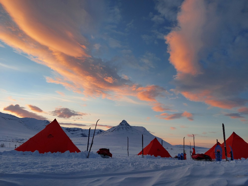 Sunset camp in the arctic